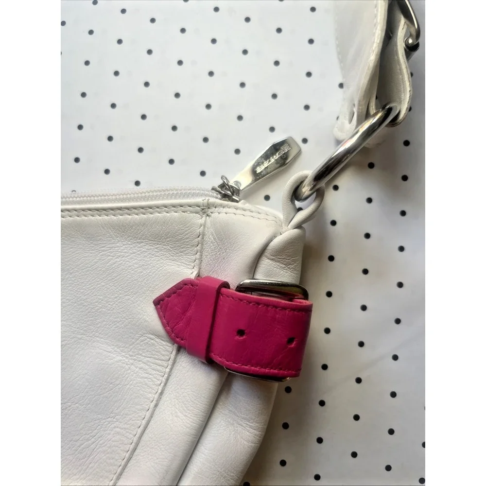 B. Berge‎ Italy White Leather Rainbow Buckle Hobo Shoulder Bag Y2K Made in Italy
